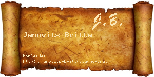 Janovits Britta névjegykártya